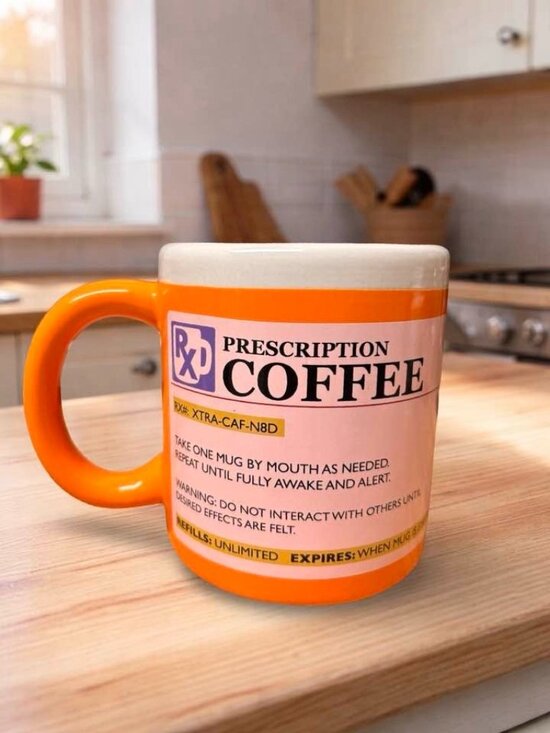 Fred & Friends Other - Prescription Coffee Mug With Pill Handle - Funny Orange Ceramic Coffee Cup For P